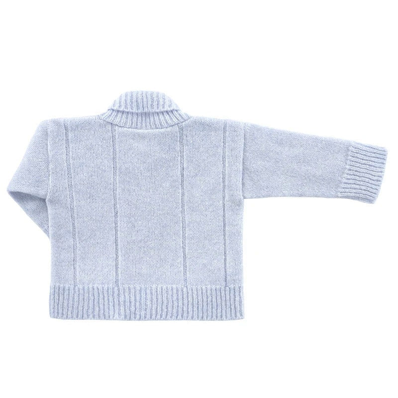 Benmore Cable knit cardigan in sky Blue  back 