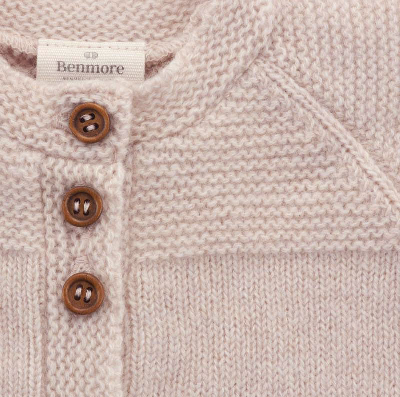 Benmore Dress cardigan in blush Pink Close up