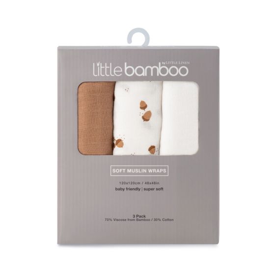 Little Bamboo Muslin Wraps 3pk