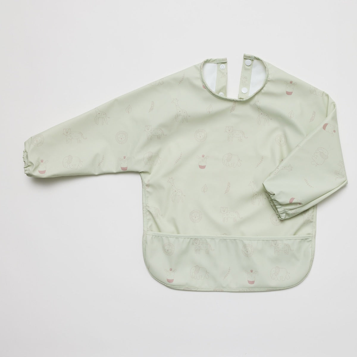 Waterproof long sleeve bib from Over the Dandelions in Safari print:image,small_image,thumbnail,swatch_image