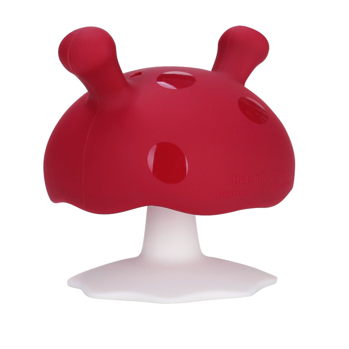 Mombella chimney red mushroom teether side view