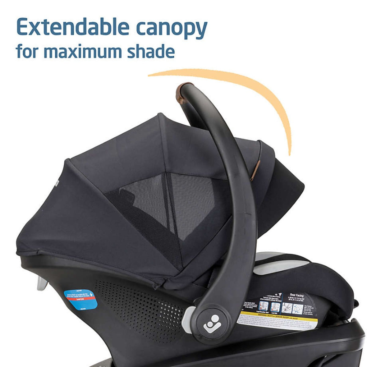 Maxi Cosi Mico Luxe+ Infant Car Seat - Essential Black extendable canopy