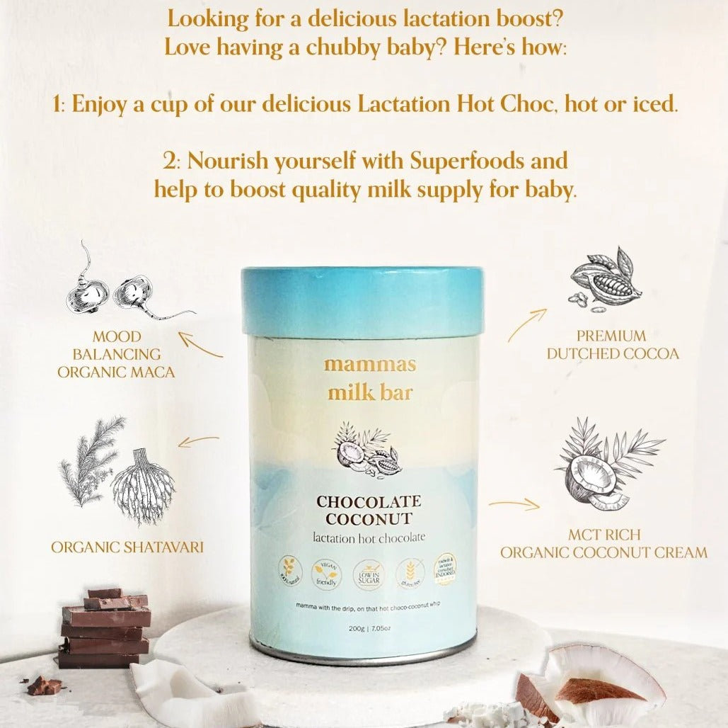 Coconut Hot Chocolate - Mamma's Milk Bar - Dimples