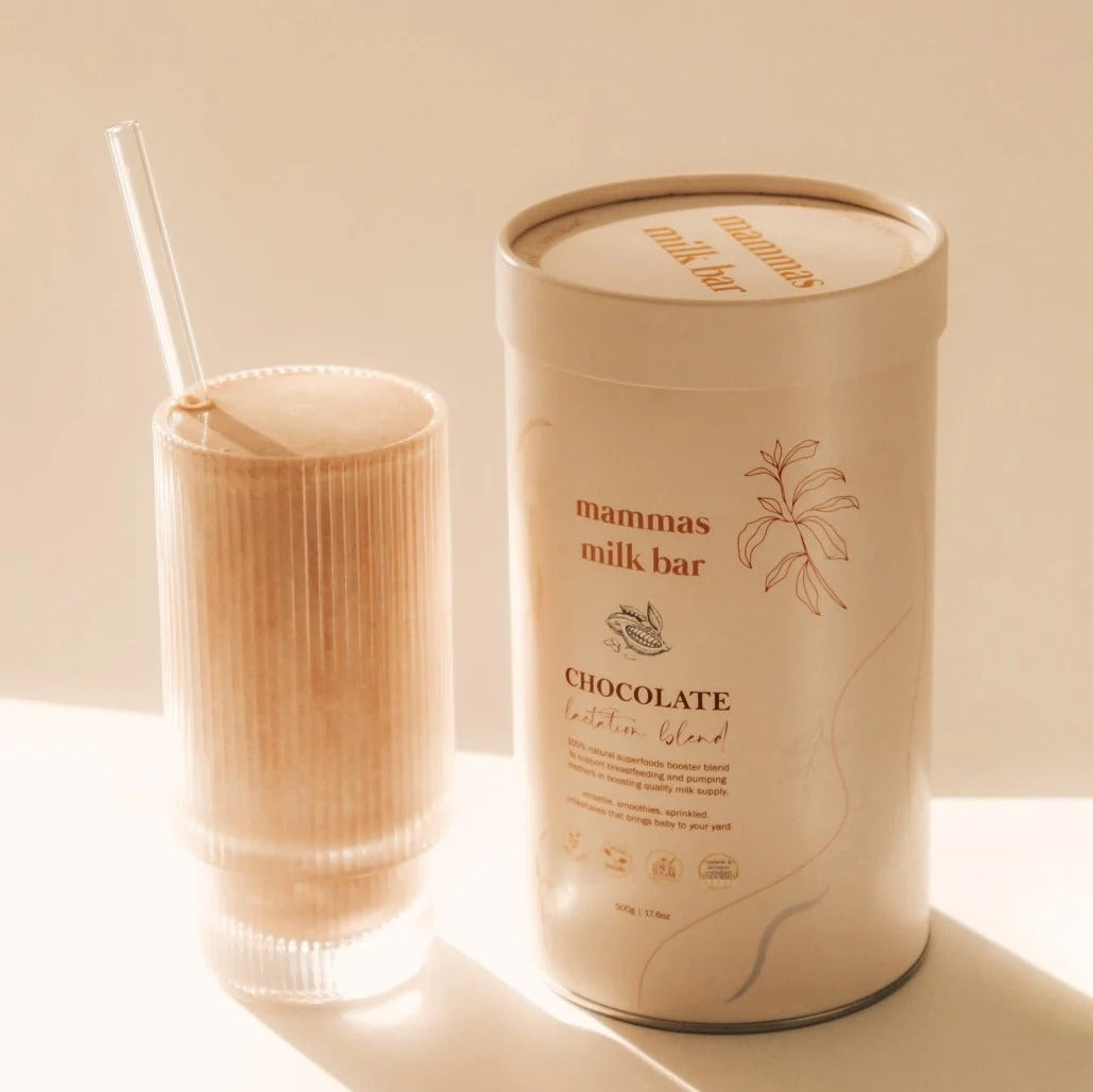 Ice Chocolate made with Mammas milk bar chocolate lactation blend in a glass