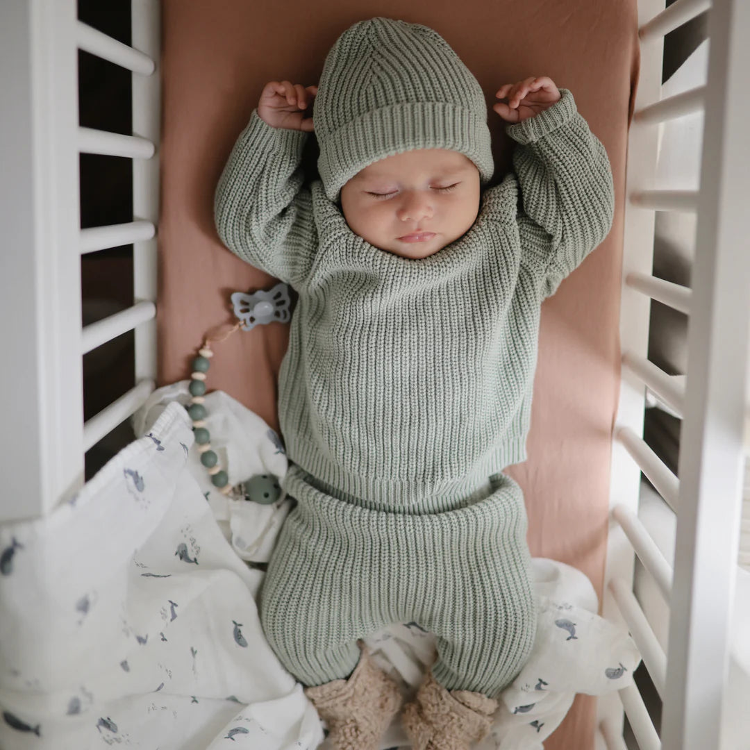 Mushie Luna Pacifier Clip in Thyme