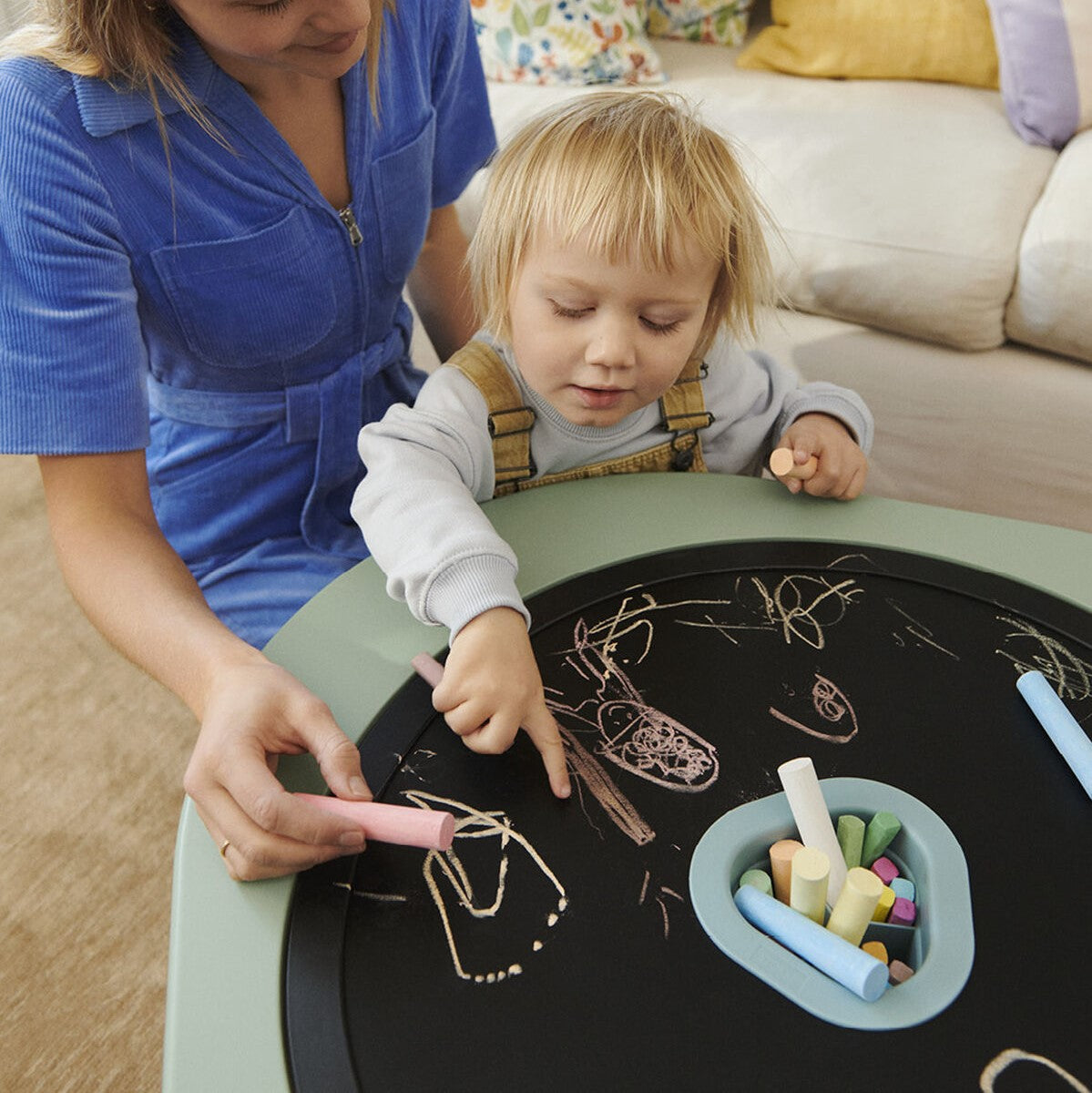 mutable storage cup by stokke used as chalk holder 