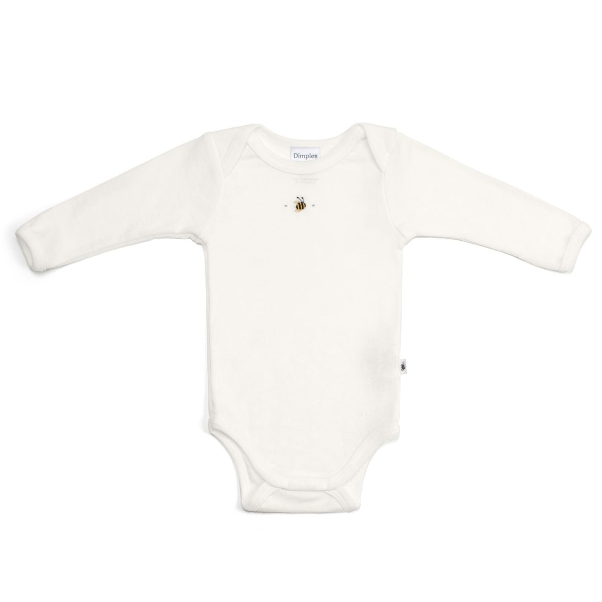 Dimples classic merino baby longsleeve bodysuit in cream bee :image,small_image,thumbnail