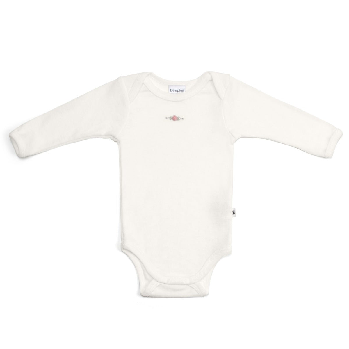 Dimples CLassic merino baby clothing long sleeve bodysuit in cream rose:image,small_image,thumbnail