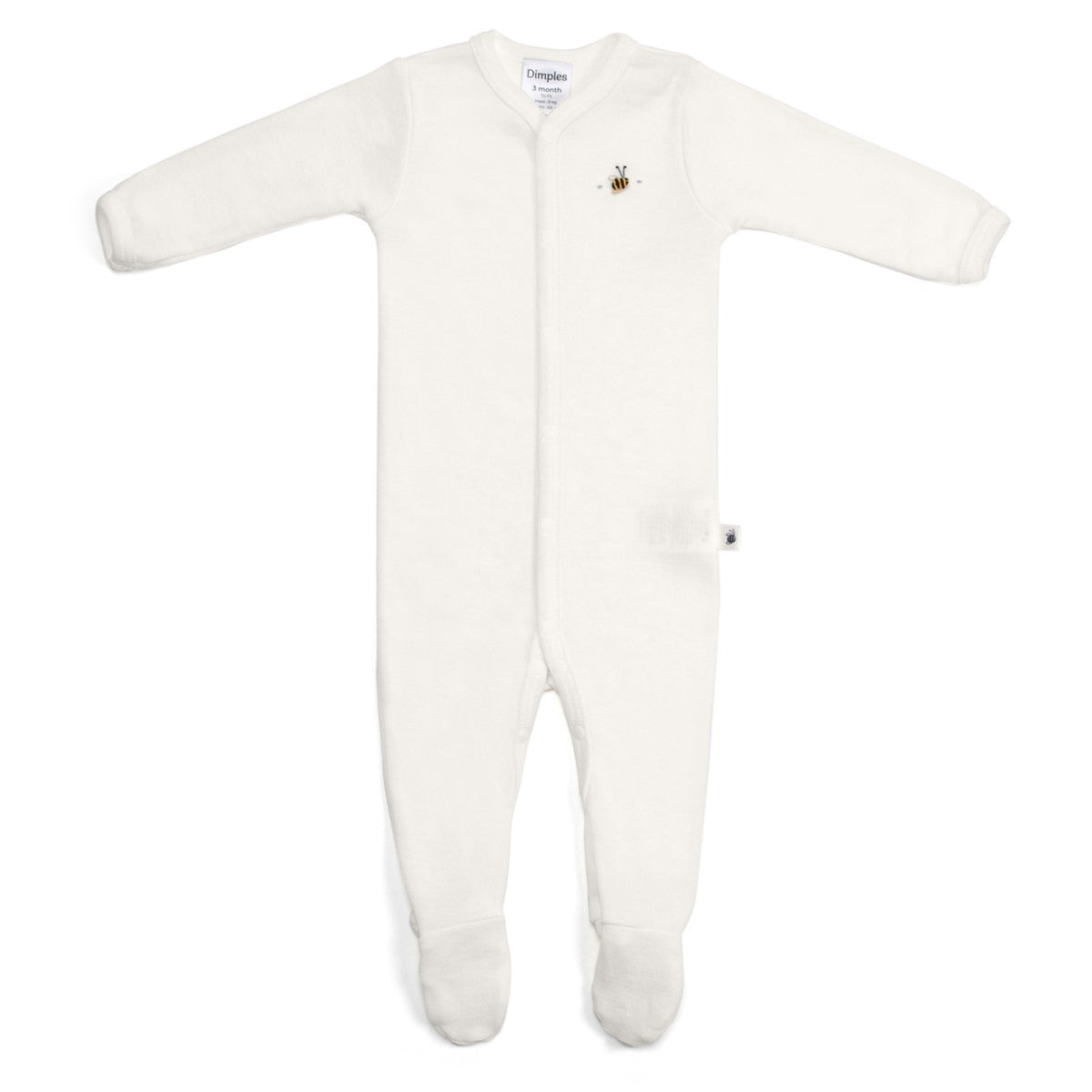 Dimples Classic merino Babygrow in cream Bee:image,small_image,thumbnail