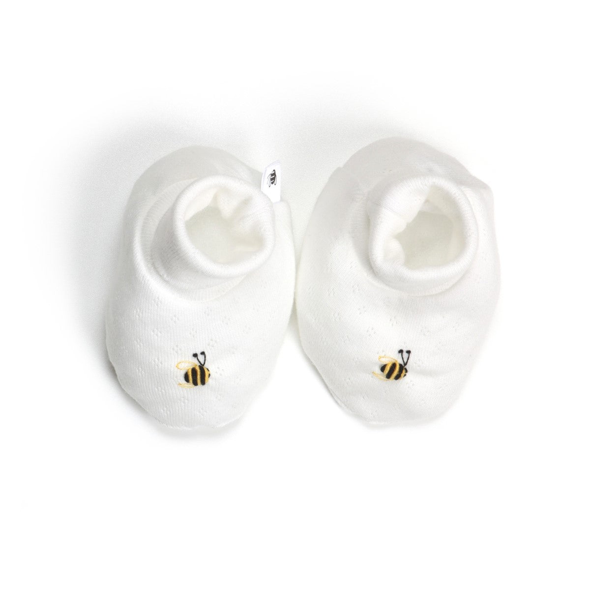 Cotton Booties in White Bee by Dimples:image,small_image,thumbnail