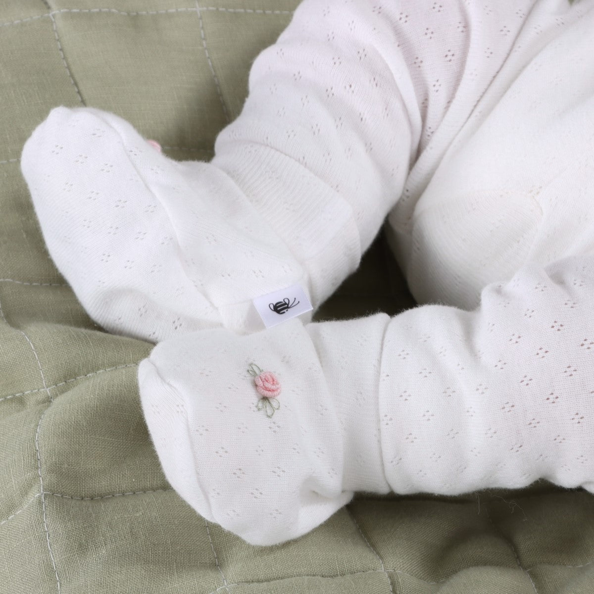 dimples cotton botties in white rose
