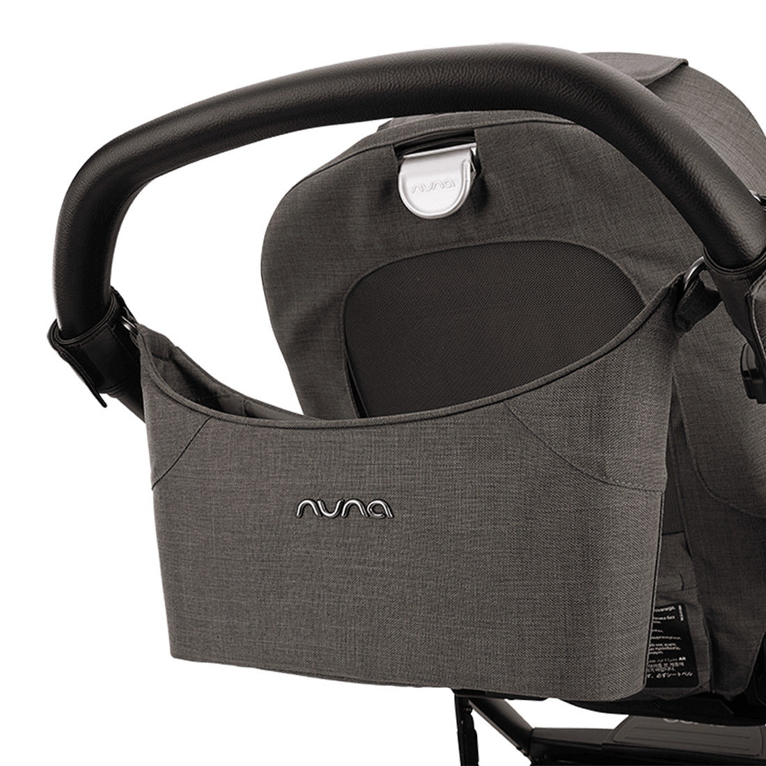 Nuna Stroller organiser in thunder colour with pouch attached with Mixx Next stroller