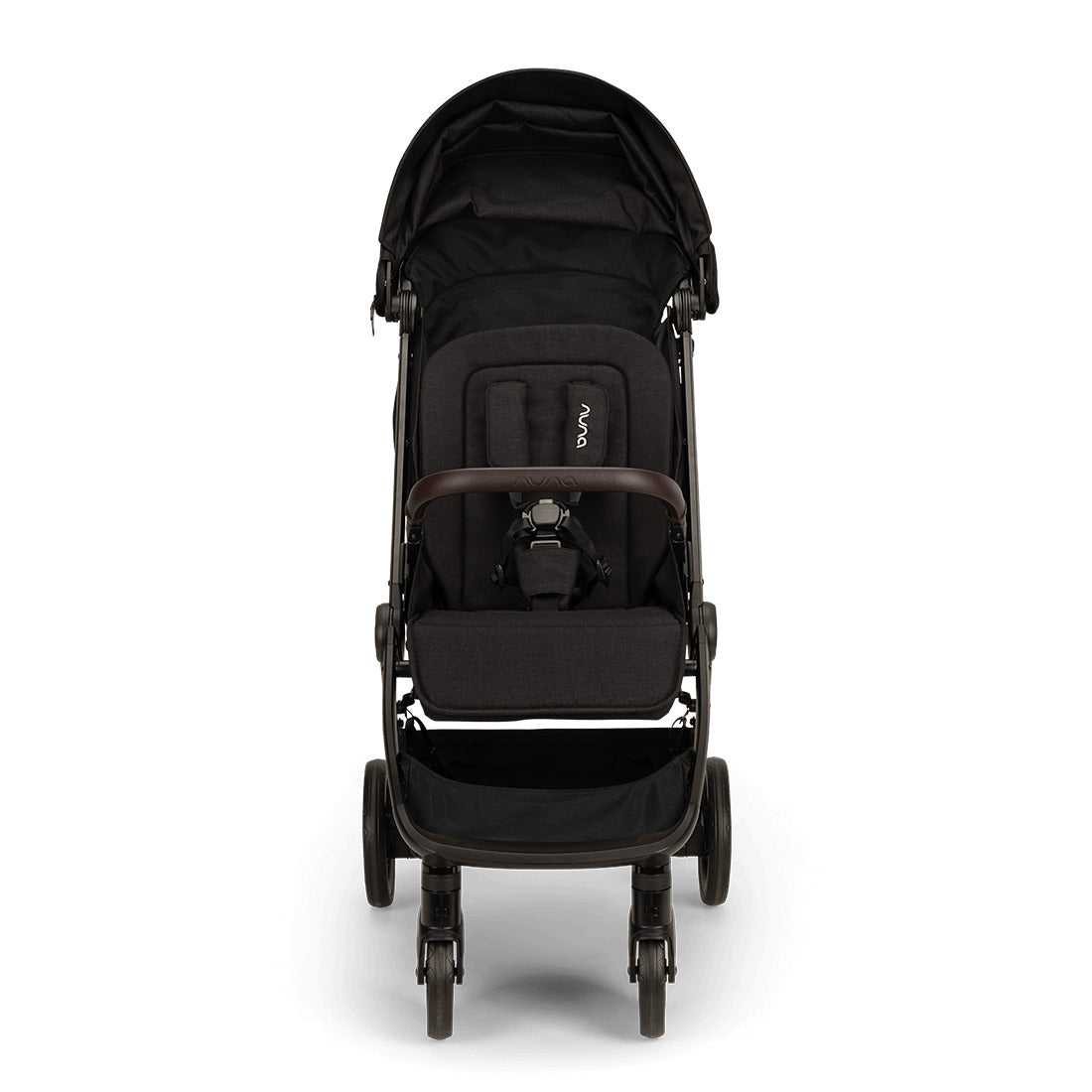 Nuna Trvl Lx in Caviar with Chocolate Handle Bar front view