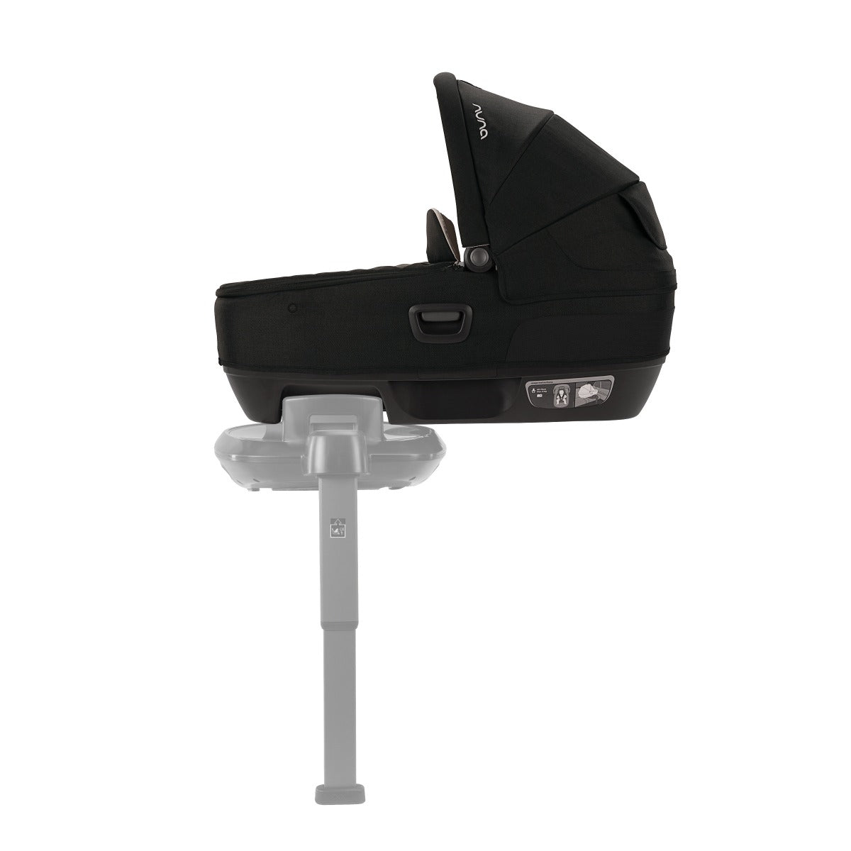 Nuna Cari Next car seat capsule in caviar on base next