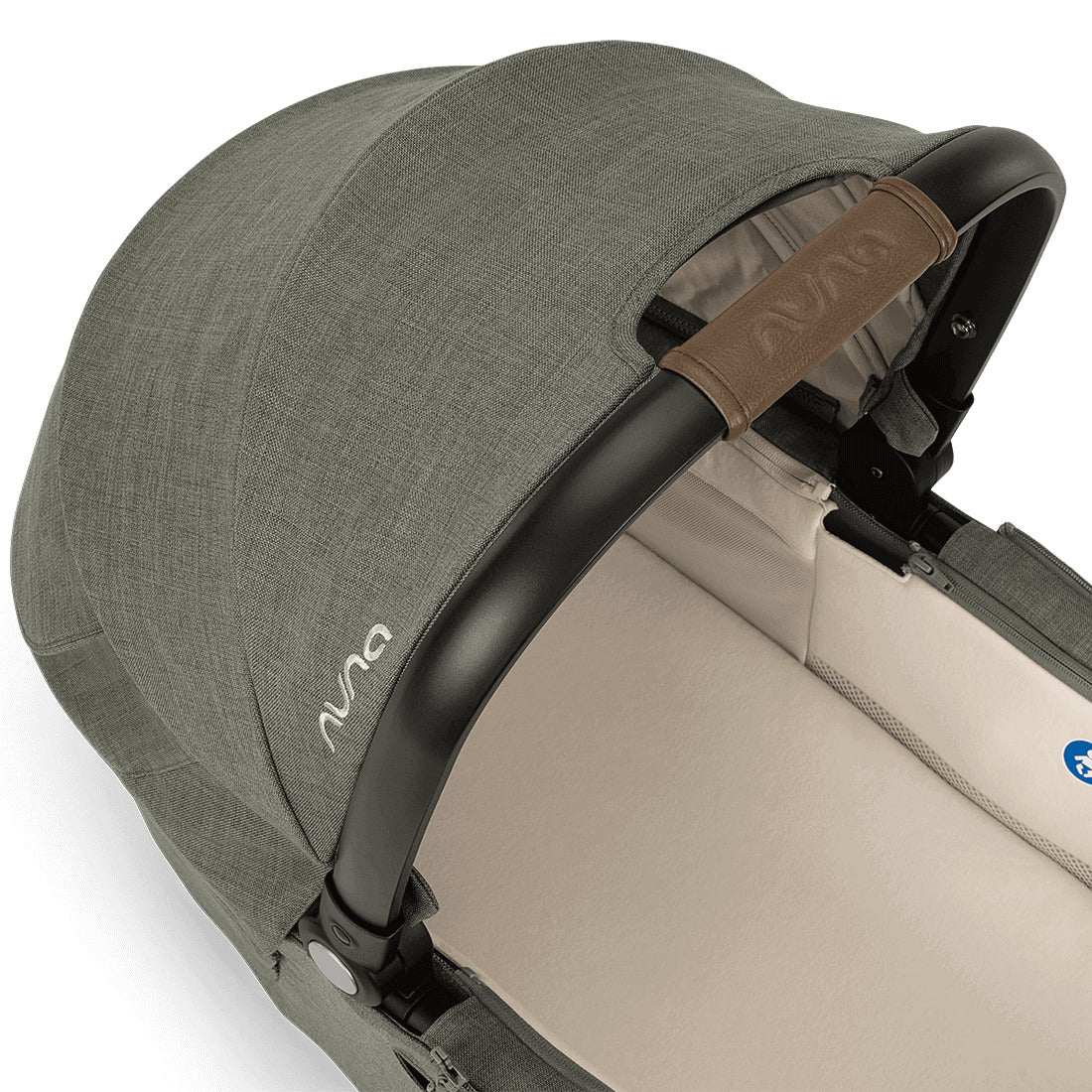 Demi Next Pine Carry Cot from Nuna handle close up 