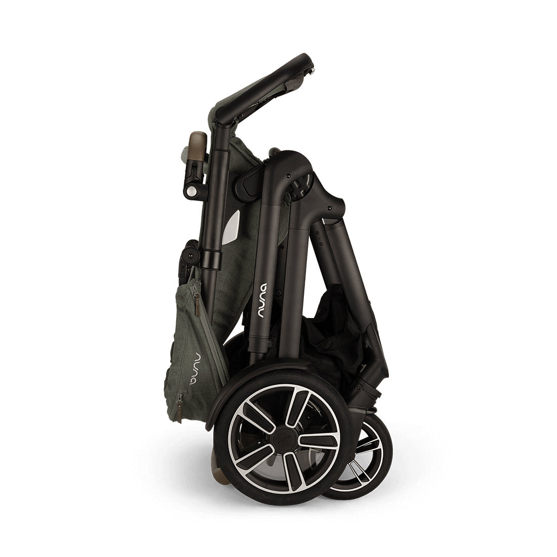 Demi Next pushchair front view in Pine Colour from Nuna folded