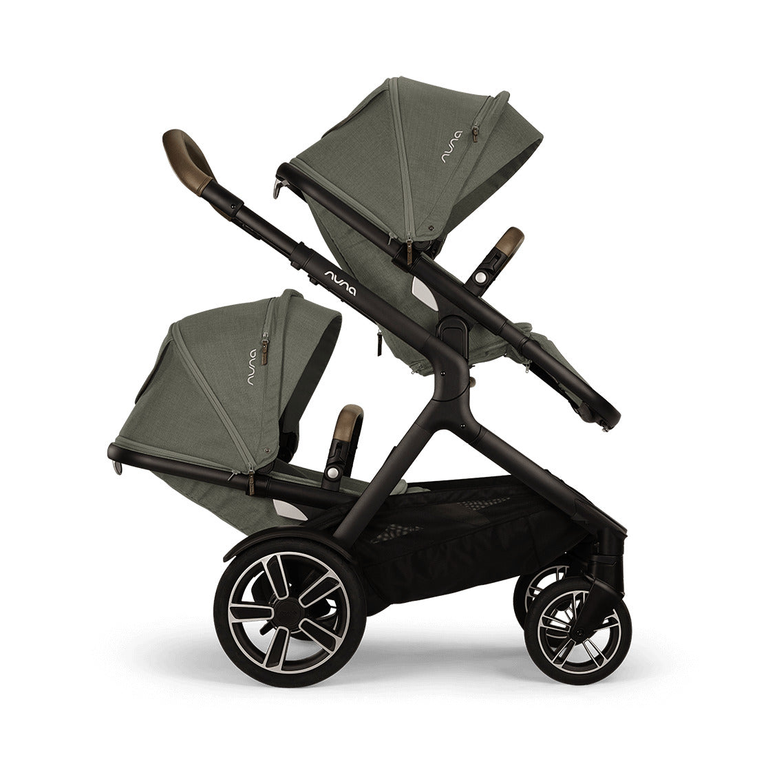 Demi Next pine Sibling seat attached with stroller.