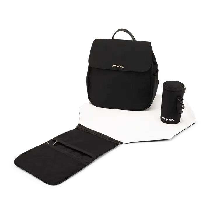 Nuna Caviar Diaper Bag with change pad and insulated bottle cover