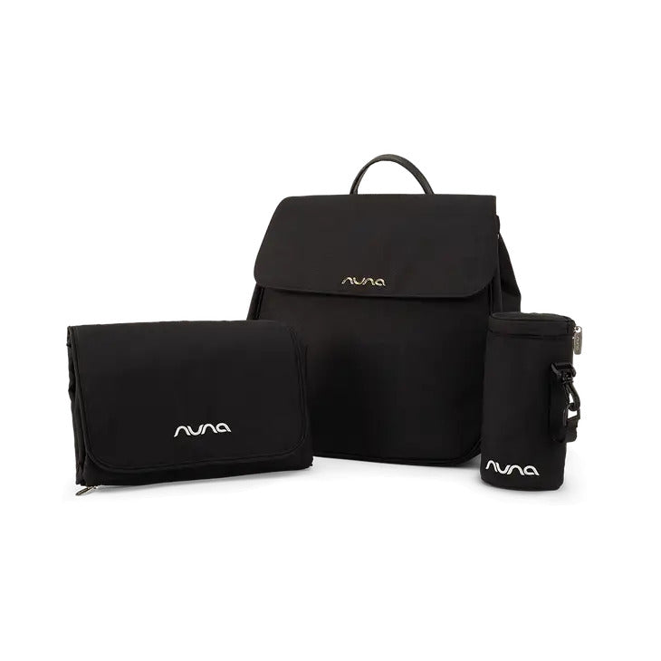 Nuna Caviar Diaper Bag with change pad and insulated bottle cover