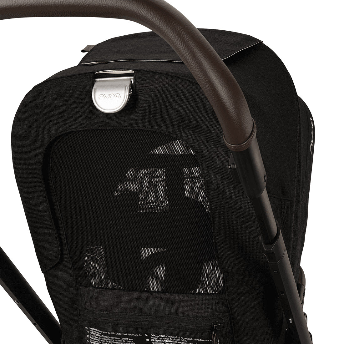 Nuna Mixx Next Stroller with chocolate handle rear pocket view