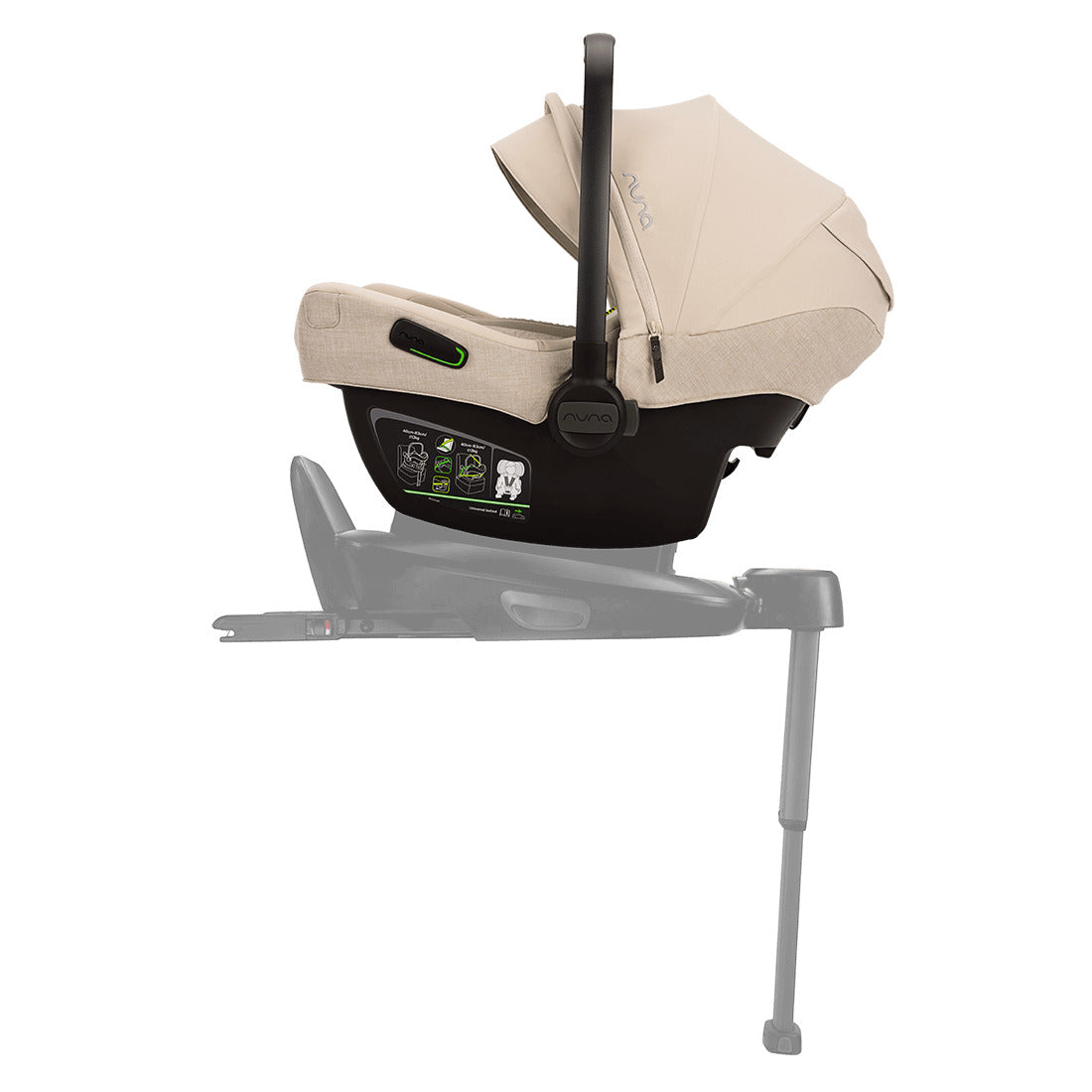 Nuna Pipa Next Capsule in biscotti color with base next side view