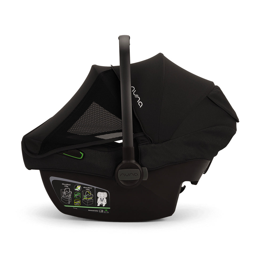 Nuna Pipa Next car seat capsule in Caviar with cover