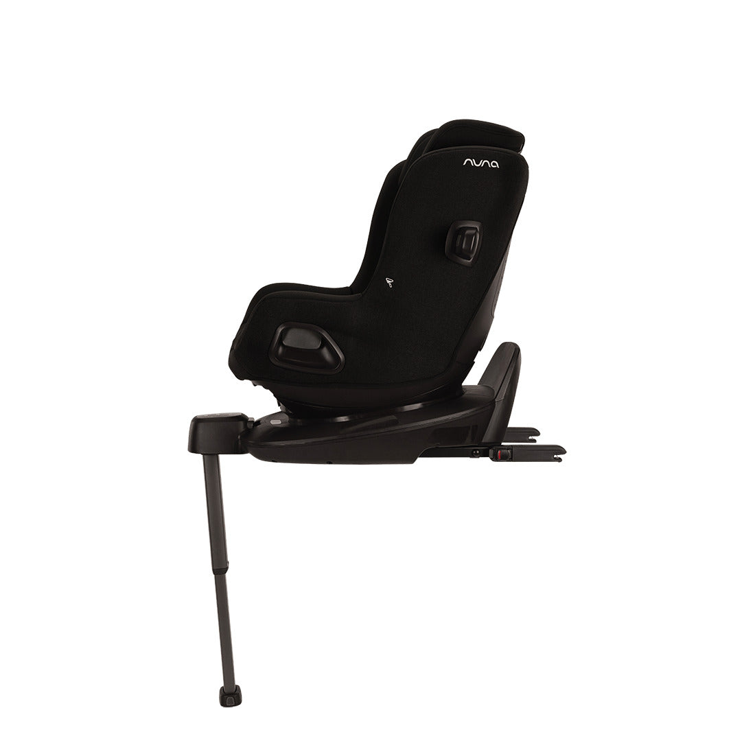 Pruu car seat in caviar side view attached with a base