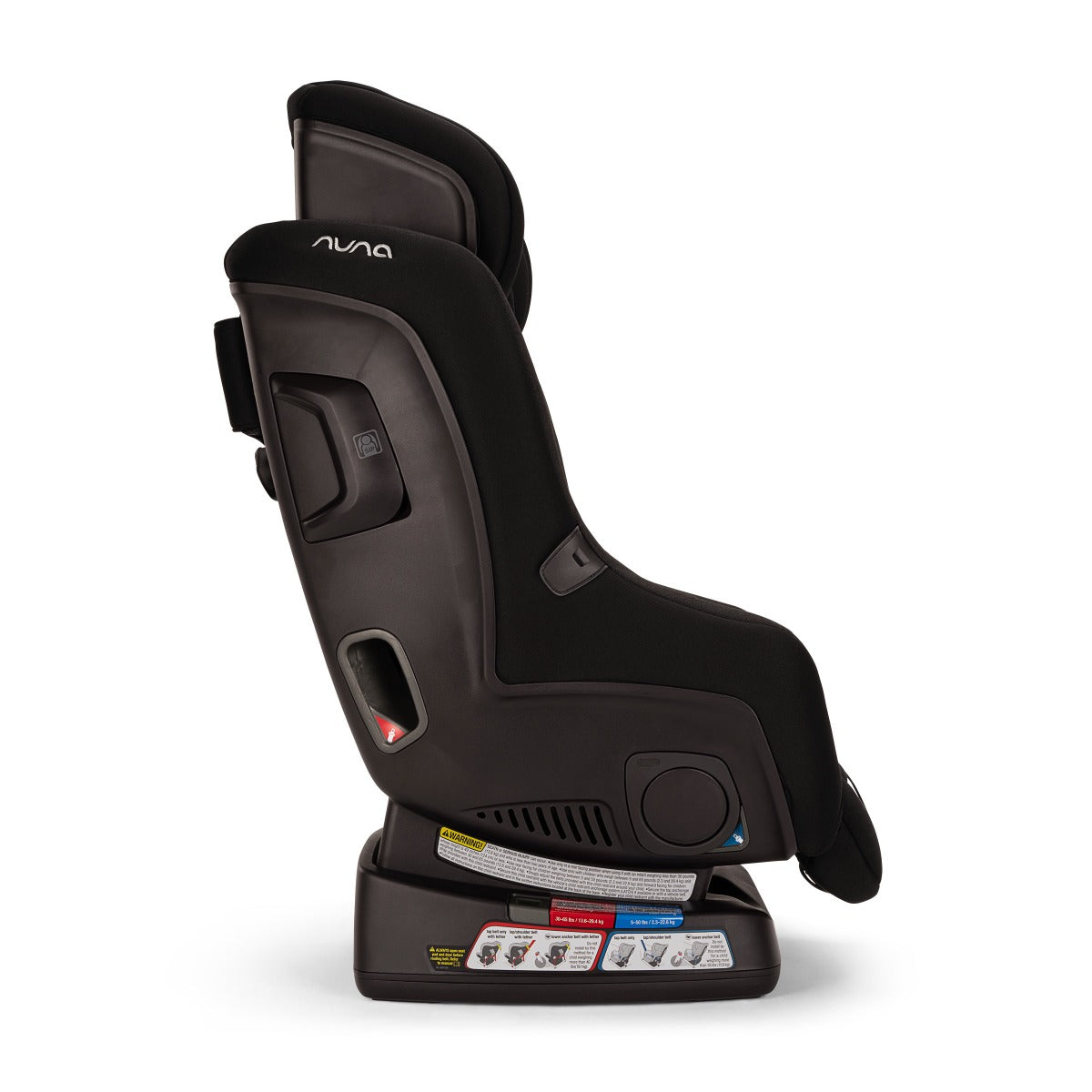 Nuna Rava car seat side view with all season fabric