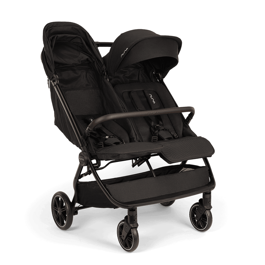 Nuna TRVL Dubl Caviar with hood folded