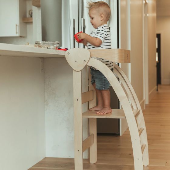 Toddler on Kinderfeets Observation Tower Side View