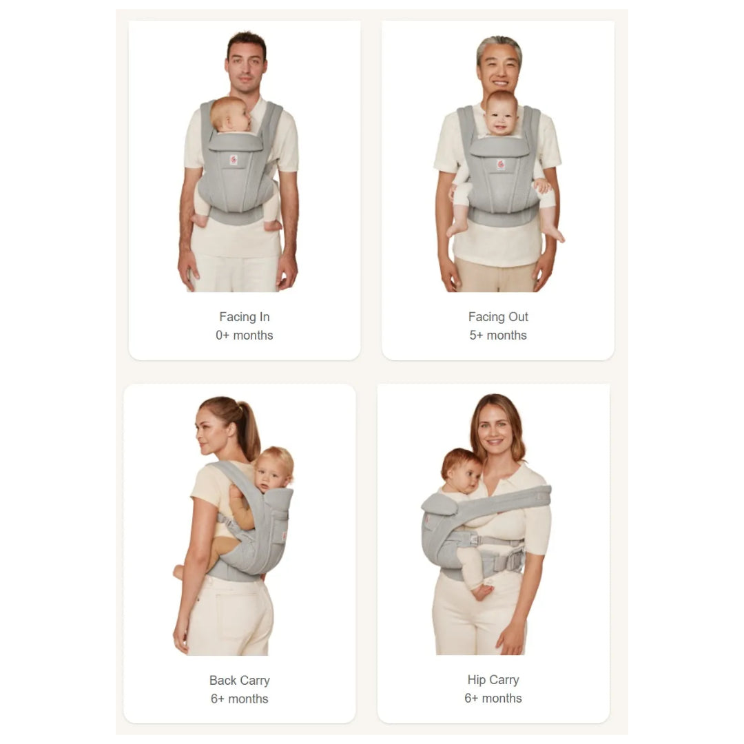 4 positions of baby carrier