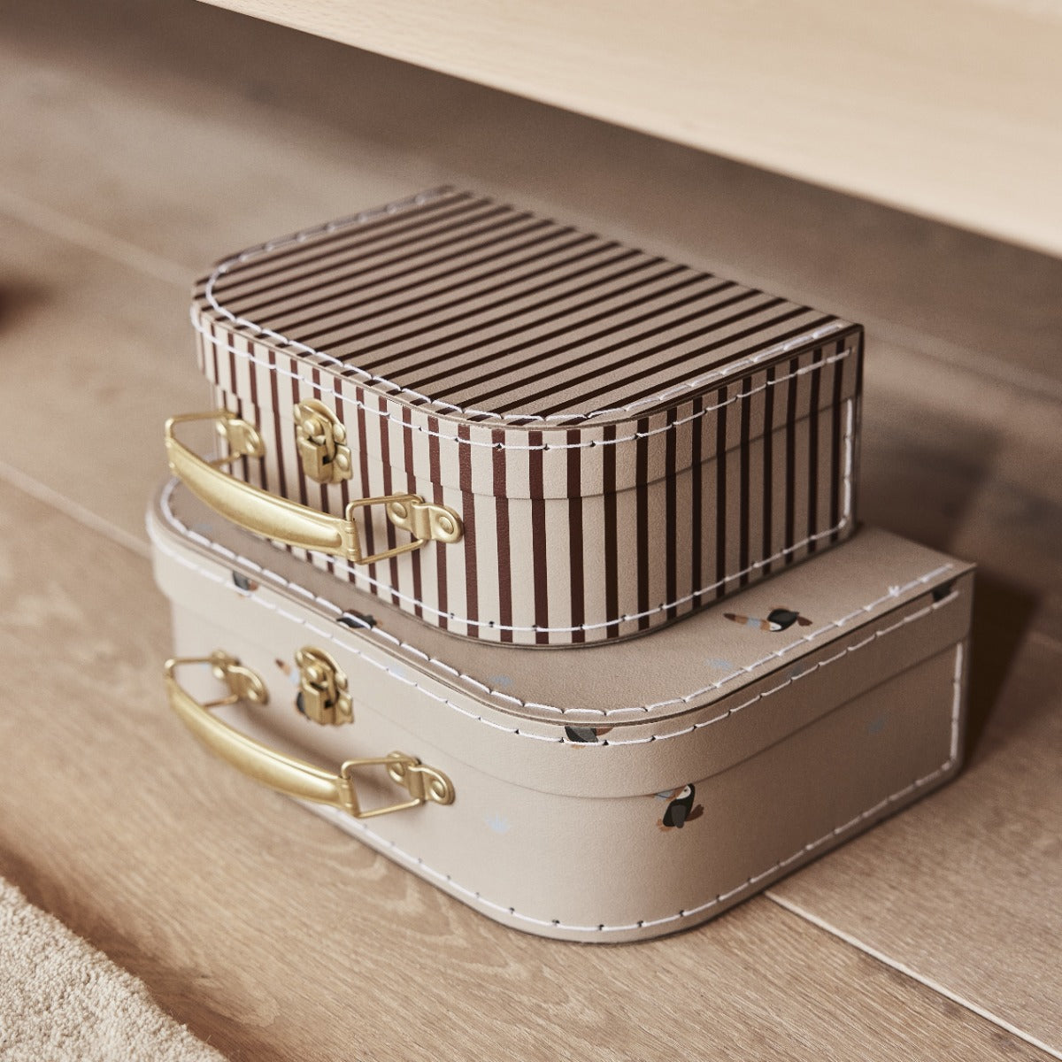 Mini suitcases, striped and toucan lifestyle
