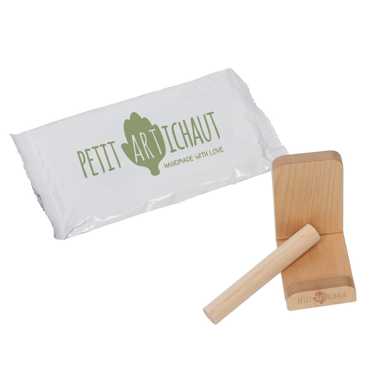 Petit Artichaut baby box square in olive tree print accessories