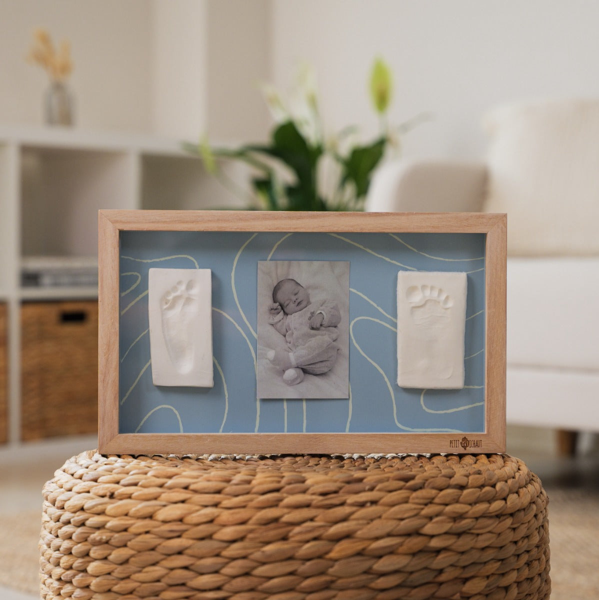 Petit Artichaut  2 Print Frame - Blue Abstract sitting  a small table
