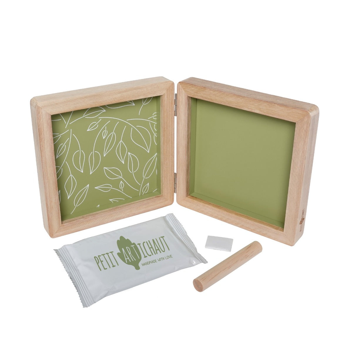 Petit Artichaut double frame olive tree print Opened with all accessories 