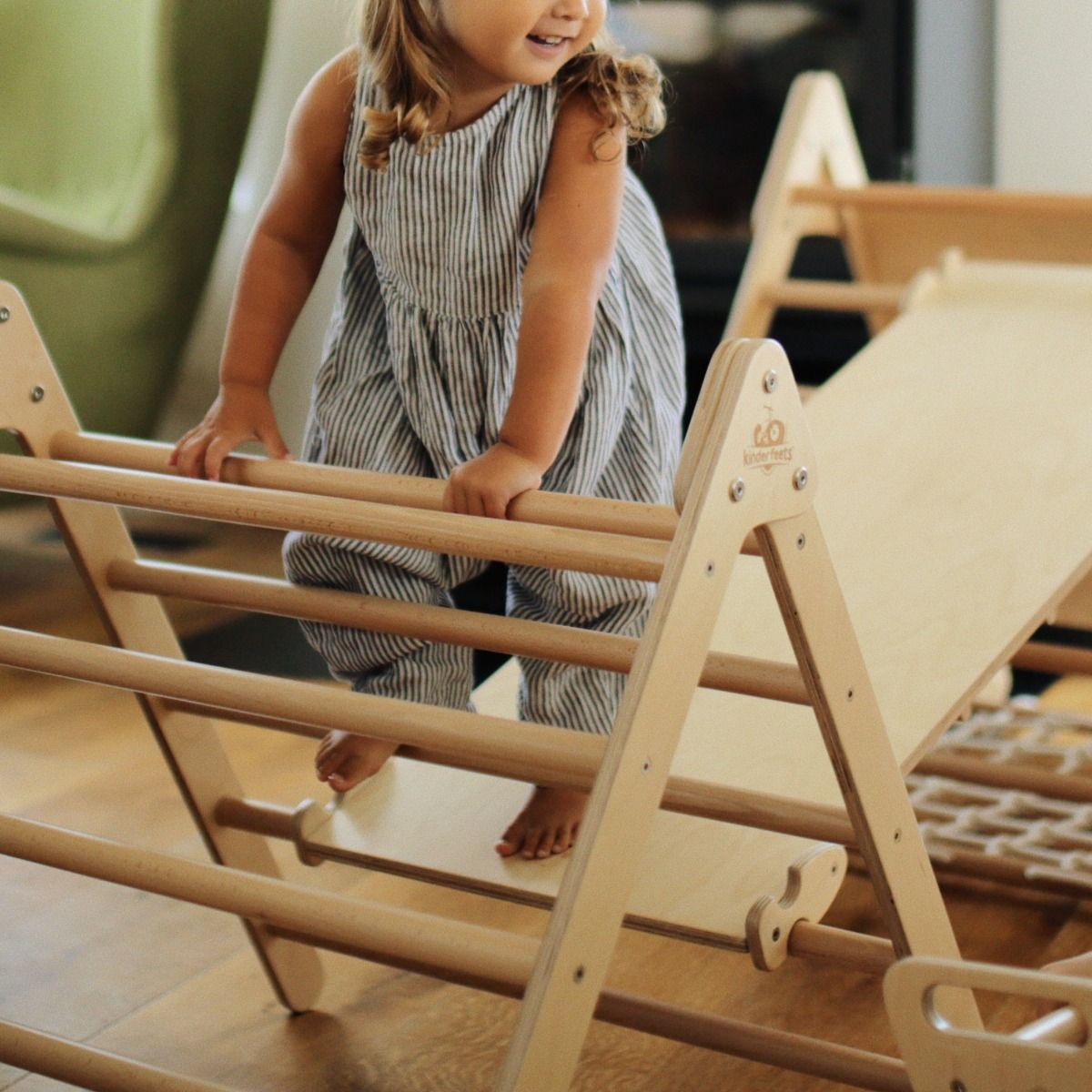 Young Girl Climbing On Kinderfeets Pikler Triangle Medium 