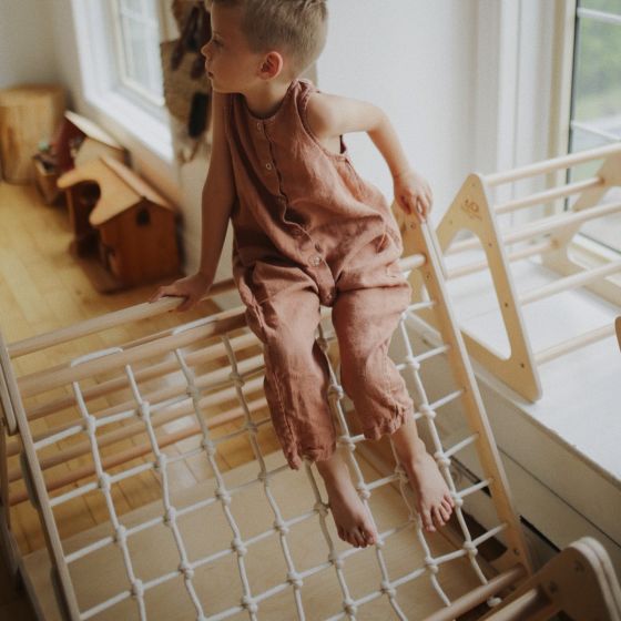 Toddler Playing On Kinderfeets Pikler Triangle Large 