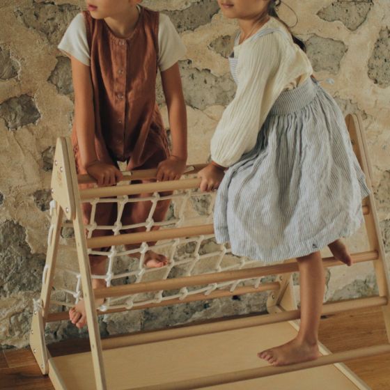 Two Girls On Top Of Kinderfeets Pikler Triangle Large 