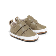 Sage baby leather shoes with Velcro