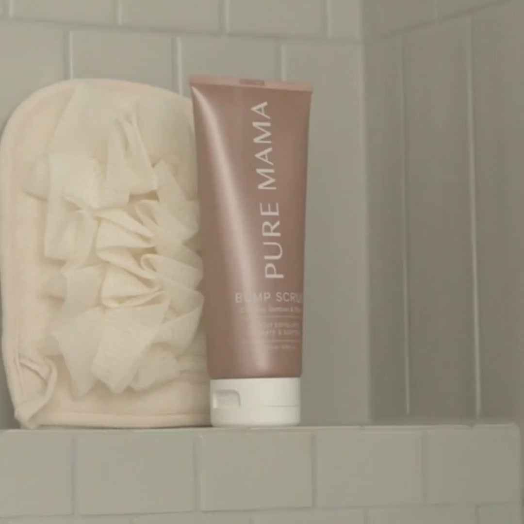 Load video: Refresh and Exfoliate with the Pure Mama Bump Scrub.