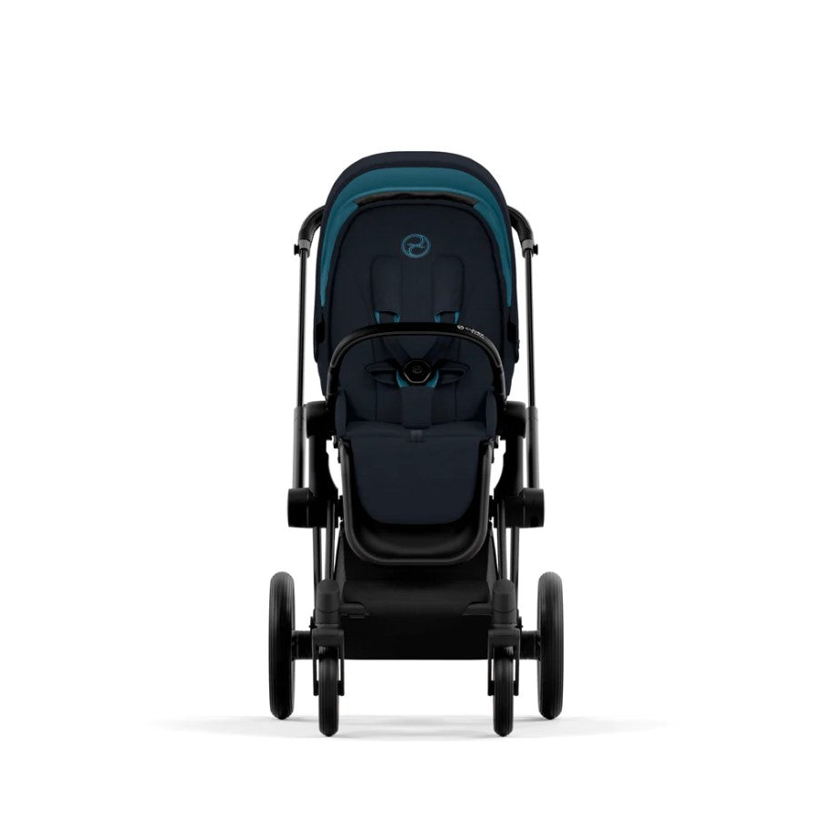Priam Pram 2022. Matt Black + Midnight Blue Plus by Cybex front