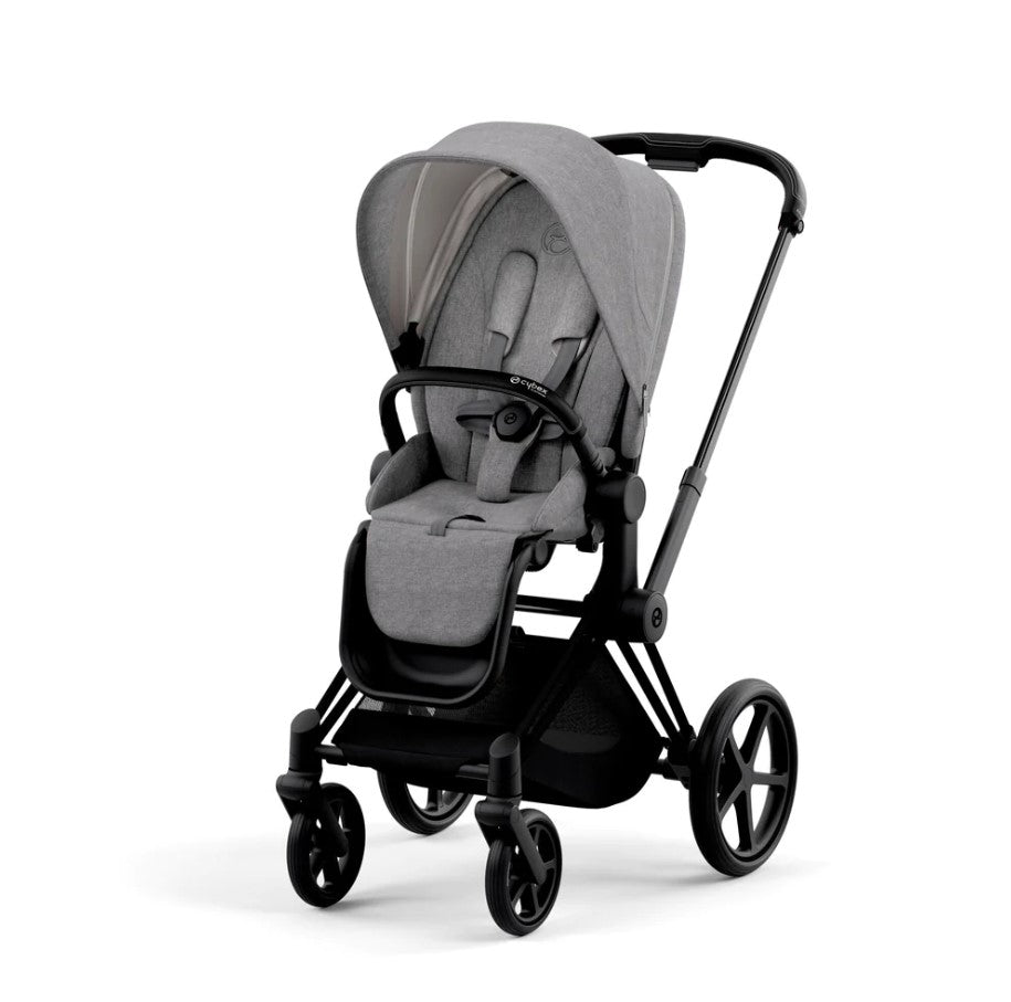 Priam Pram 2022. Matt Black + Manhattan Grey Plus front:image,small_image,thumbnail,swatch_image