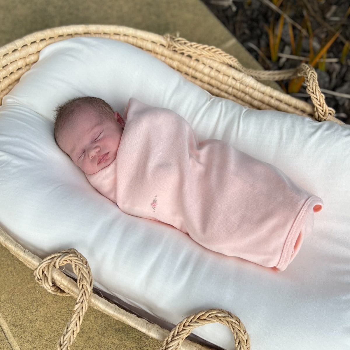 Dimples summer 2022/23 collection pastel skies cotton snugglewrap in pink rose