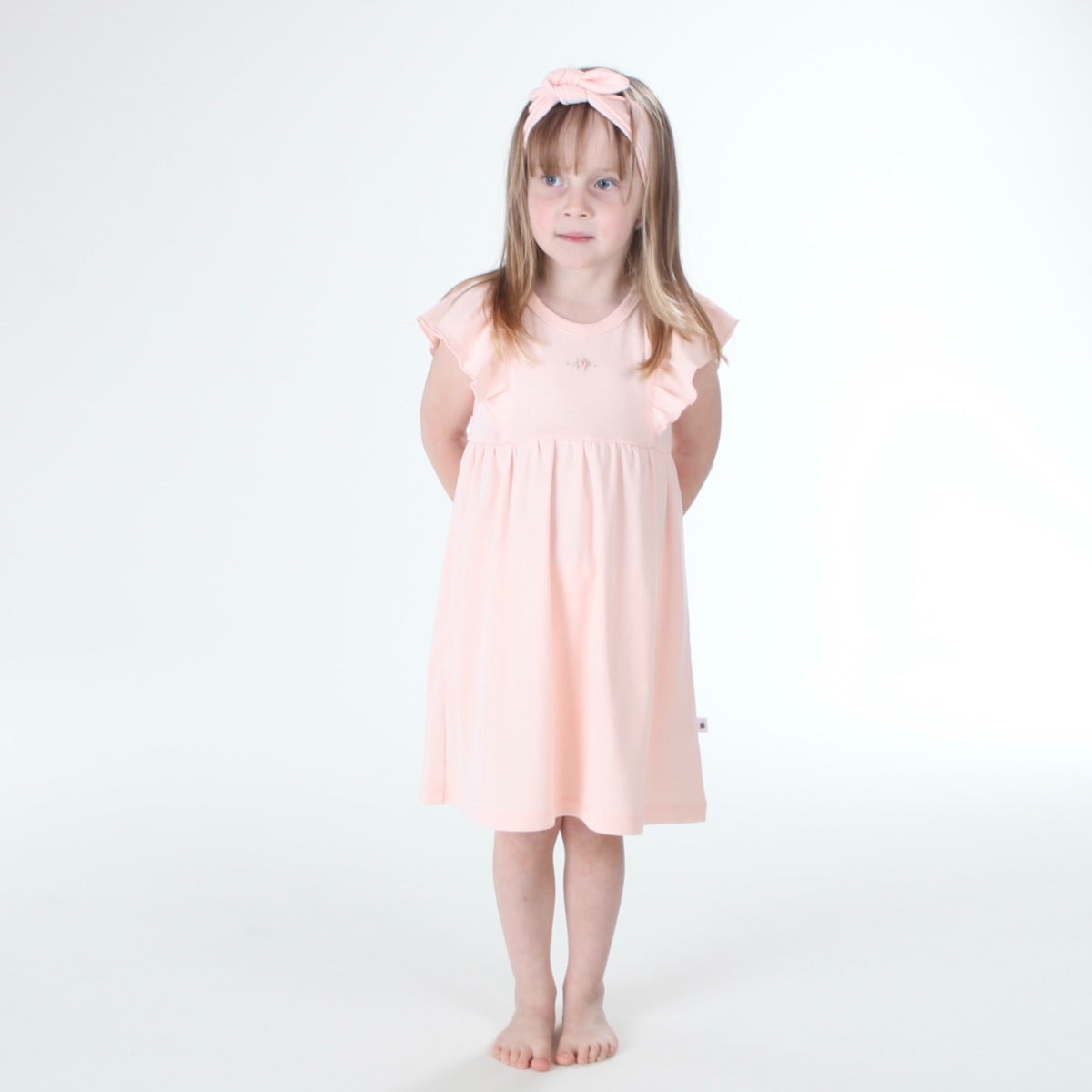 Dimples summer 2022/23 collection pastel skies cotton frill dress in pink rose