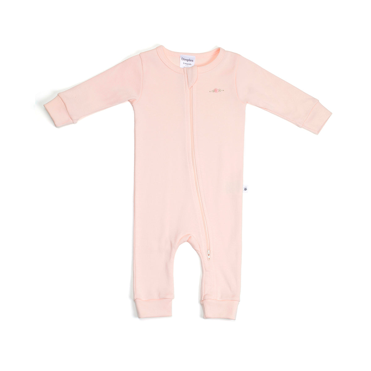 Dimples summer 2022/23 collection pastel skies cotton zip babygrow in Pink rose:image,small_image,thumbnail