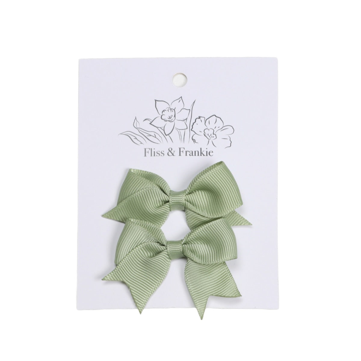 Ribbon Clip 2Pk | Girls Hair Accessories | Fliss & Frankie | Sage – Dimples