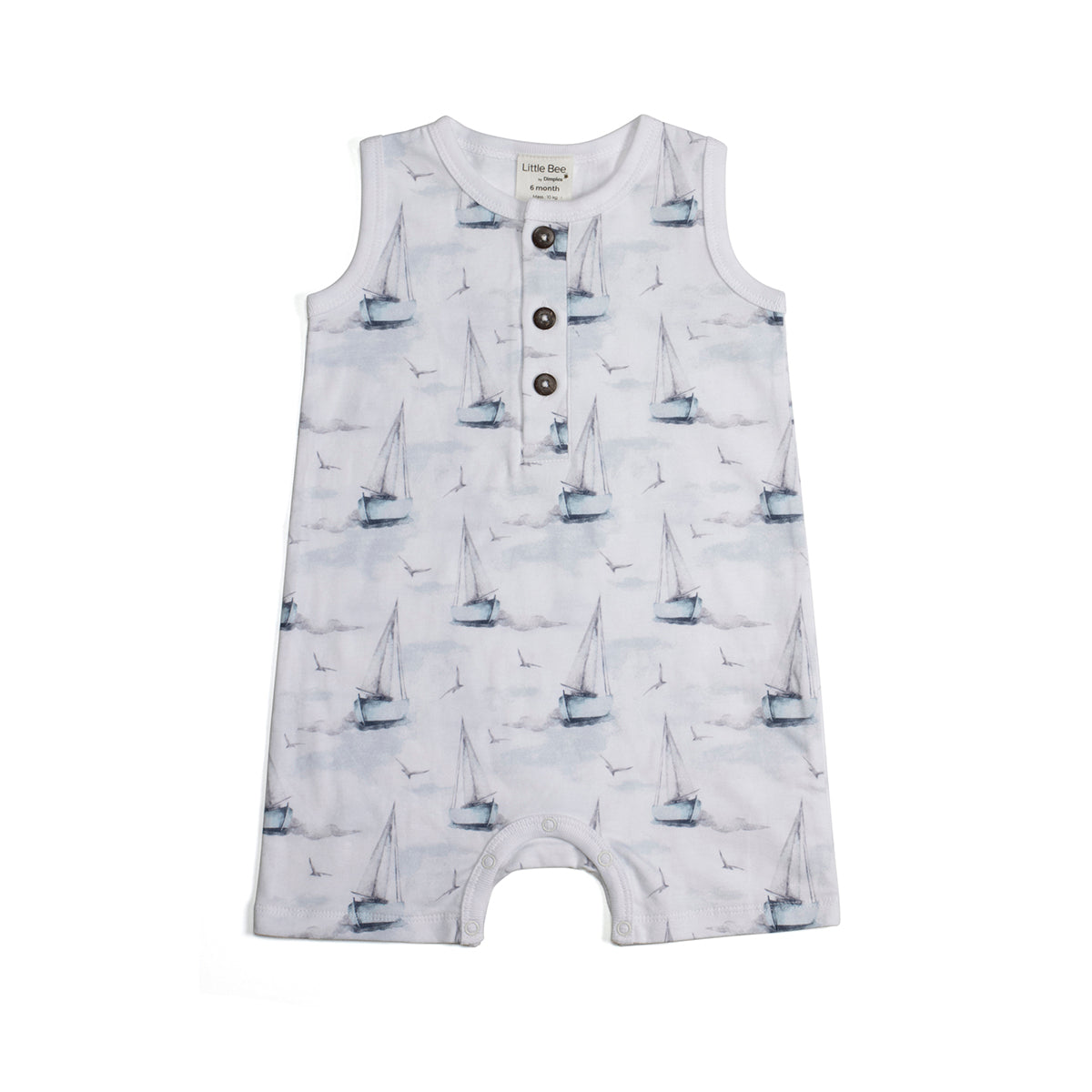 Organic cotton tank romper with boats print:image,small_image,thumbnail