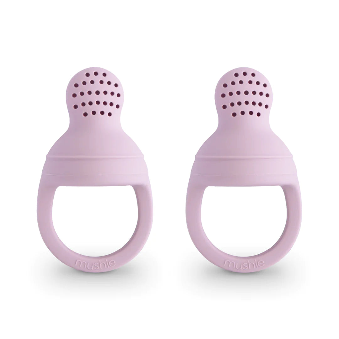 Mushie silicone fresh food teether in soft lilac:image,small_image,thumbnail,swatch_image