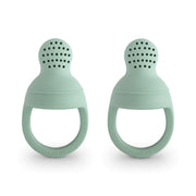 Mushie Silicone fresh food teether in cambridge blue:image,small_image,thumbnail,swatch_image