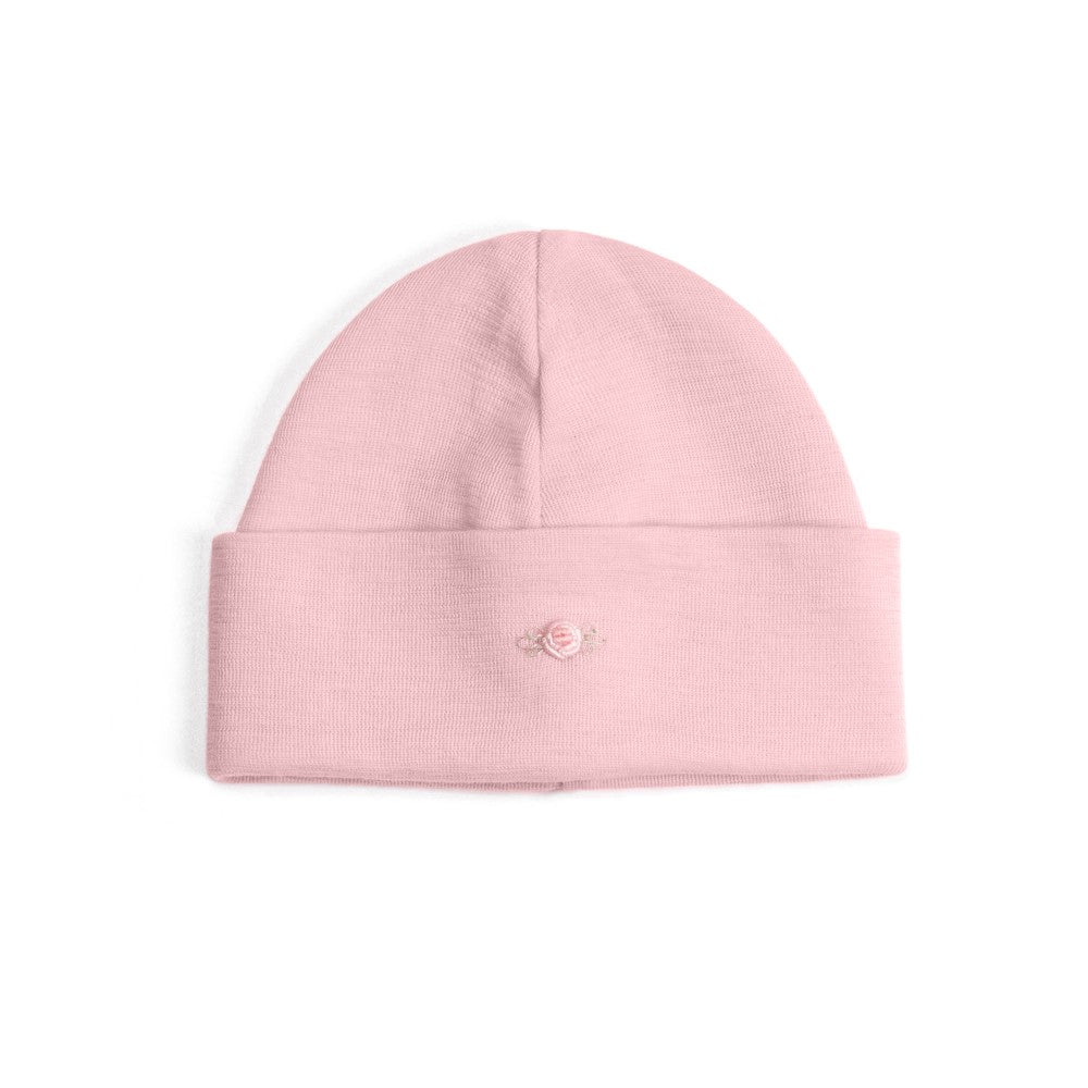 Dimples Snowglobe Merino Beanie Soft Pink flat shot:image,small_image,thumbnail